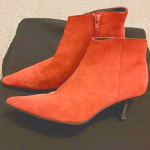 Red suede booties